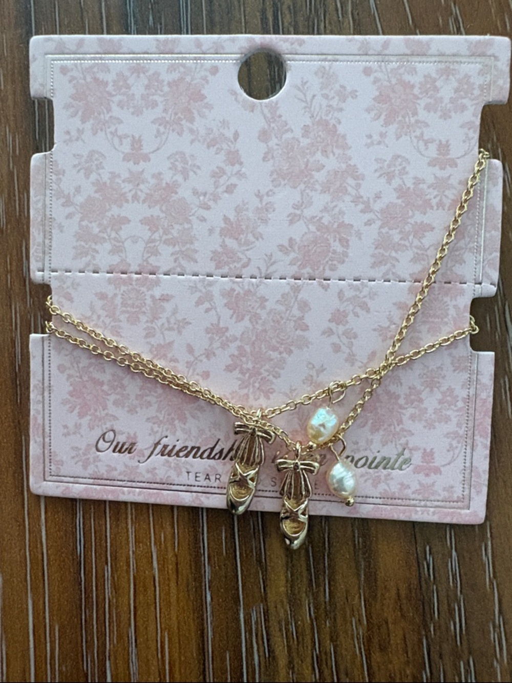 Gold Ballet Slipper Pendant Bracelets with Pearl Charms - Unbranded